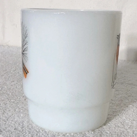 Vintage Anchor Hocking Fire King Milk Glass Baltimore Oriole Stacking Mug - Picture 7 of 14